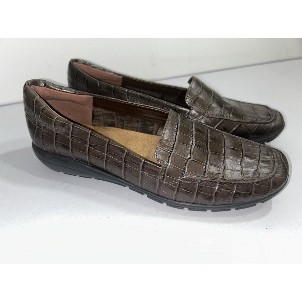 Easy Spirit Women's Seabide Slip On/Loafer Croco Print Brown Size US 9M
